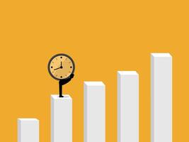 Businessman has effort and time on growth bar graph vector