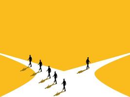Businessmen decide to choose their own path differently from others vector