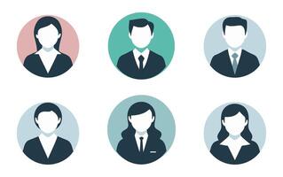 Set of Professional Business Icons Representing Men and Women in Corporate Attire vector