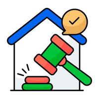 Editable colored design icon of home auction vector