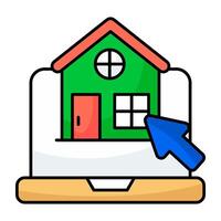 Conceptual colored design icon of online home vector