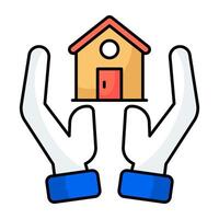 Conceptual flat design icon of home cares vector