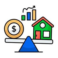 An colored design of home vs money vector