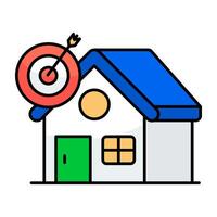 Building colored with dartboard, icon of property target vector