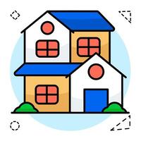 Editable colored design icon of bungalow vector