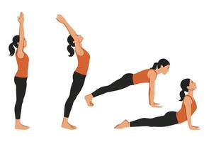Yoga Poses Sequence Illustration for Stretching and Flexibility vector