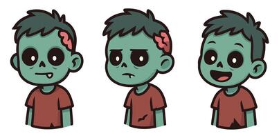 Playful Zombie Character Design with Happy, Angry, and Mischievous Looks vector