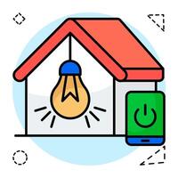 A colored design icon of hanging bulb vector