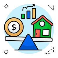 Modern icon design of home vs money vector