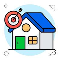 Modern Building with dartboard, icon of property target vector