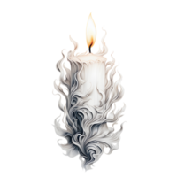 Illuminated Candle An artistic candle, radiating a warm glow, its wax forming intricate patterns, evokes a sense of peace and contemplation. png