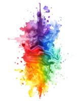 vibrant watercolor explosion of rainbow colors, an abstract representation of creativity and visual art, a burst of artistic expression. png