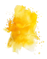 yellow watercolor splash, with dynamic fluid strokes and textures, perfect for adding a touch of artistry and flair to any project. png