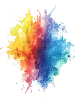 dynamic splash of watercolor paints in a spectrum of vivid hues, inviting the eye to explore a world of creative imagination. png