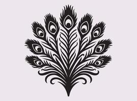 Delicate Peacock Feather Silhouette in Black for Creative Design Elements vector