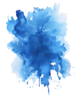 burst of blue watercolor, a captivating display of artistic expression, forming a free-flowing, textured splash. png