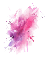 vibrant abstract composition features an explosion of pink and purple watercolor paint, creating a dynamic and artistic visual. png
