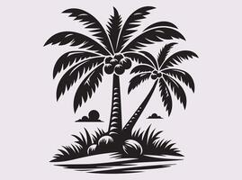 High Resolution Coconut Tree Silhouette for Artistic and Decorative Projects vector