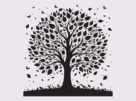 Black Silhouette of Fall Tree with Leaves Autumn Foliage Design for Illustrations vector