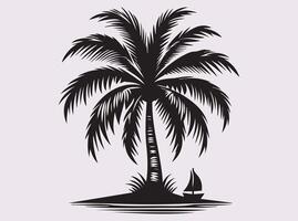 Unique Tropical Coconut Tree Silhouette for Creative Summer Art Projects vector