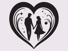 Couple Silhouette with Heart Shape Signifying Love, Unity, and Togetherness vector