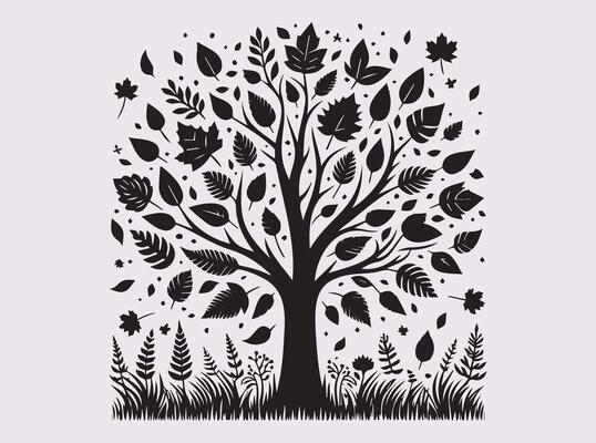 Autumn Tree with Black Leaves Silhouette for Fall and Seasonal Decor Ideas