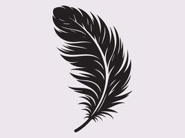 Black Silhouette of a Bird Feather for Creative Art and Design Projects vector