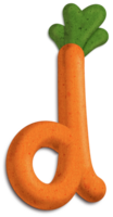 3D Carrot Letter d font colorful letter png