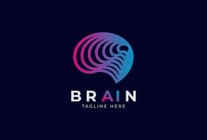 Creative Brain line style Logo Design with Gradient Colors vector