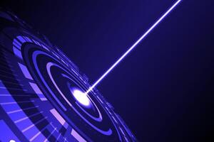 Glowing data symbol in a digital night sky with blue waves and shining stars. Hi Tech background. vector