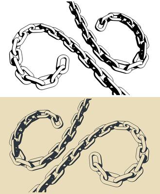 Pieces of metal chain