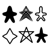 Set of hand drawn star and sparkle effect drawing illustrations in doodle style. vector