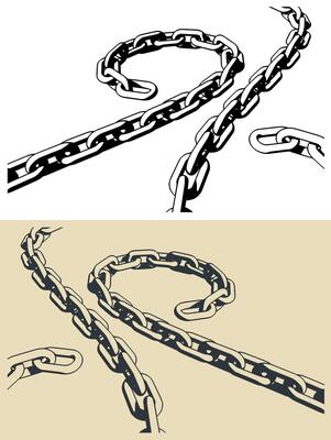 Pieces of metal chain illustrations
