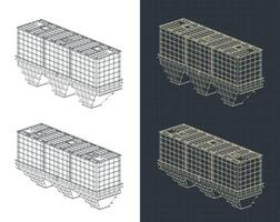 Aggregate batchers and bins isometric blueprints illustrations vector
