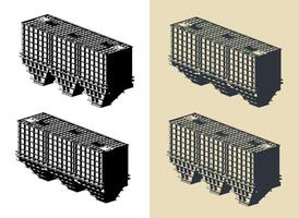 Aggregate batchers and bins illustrations vector
