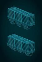 Aggregate batchers and bins isometric blueprints illustration vector