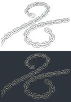 Pieces of metal chain sketches vector