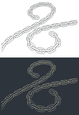 Pieces of metal chain sketches