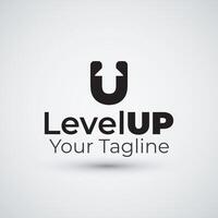 letter U logo arrow level UP logo design flat icon template vector