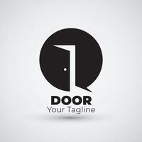circle open door logo design flat icon template vector
