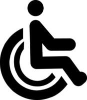 Solid icon image of a disabled person using a wheelchair. suitable for use as information, notification and warning in various situations involving disabled people vector