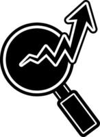 Search engine optimization SEO analytics icon. Magnifying glass with rising graph over webpage. Ideal for digital marketing, search optimization, business growth, and web traffic analysis concepts. vector