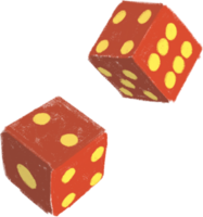 Two red dice with yellow dots on them png