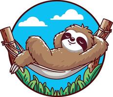 Sloth relaxing in a hammock illustration vector