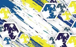 a blue and yellow abstract background with a lot of paint splatters vector