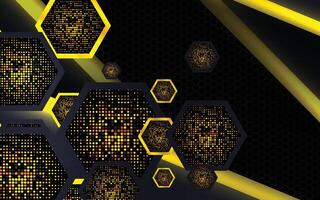 Fancy hexagon pattern background in gold color vector