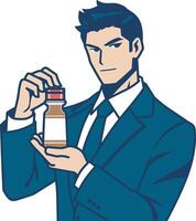 Man hold seasoning bottle design art vector