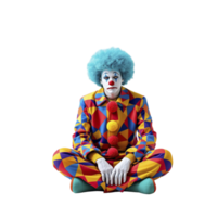 A clown sitting on the ground with his hands in his pockets png