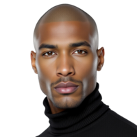 A man in a turtle neck sweater looking at the camera png