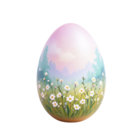 An easter egg with daisies painted on it png
